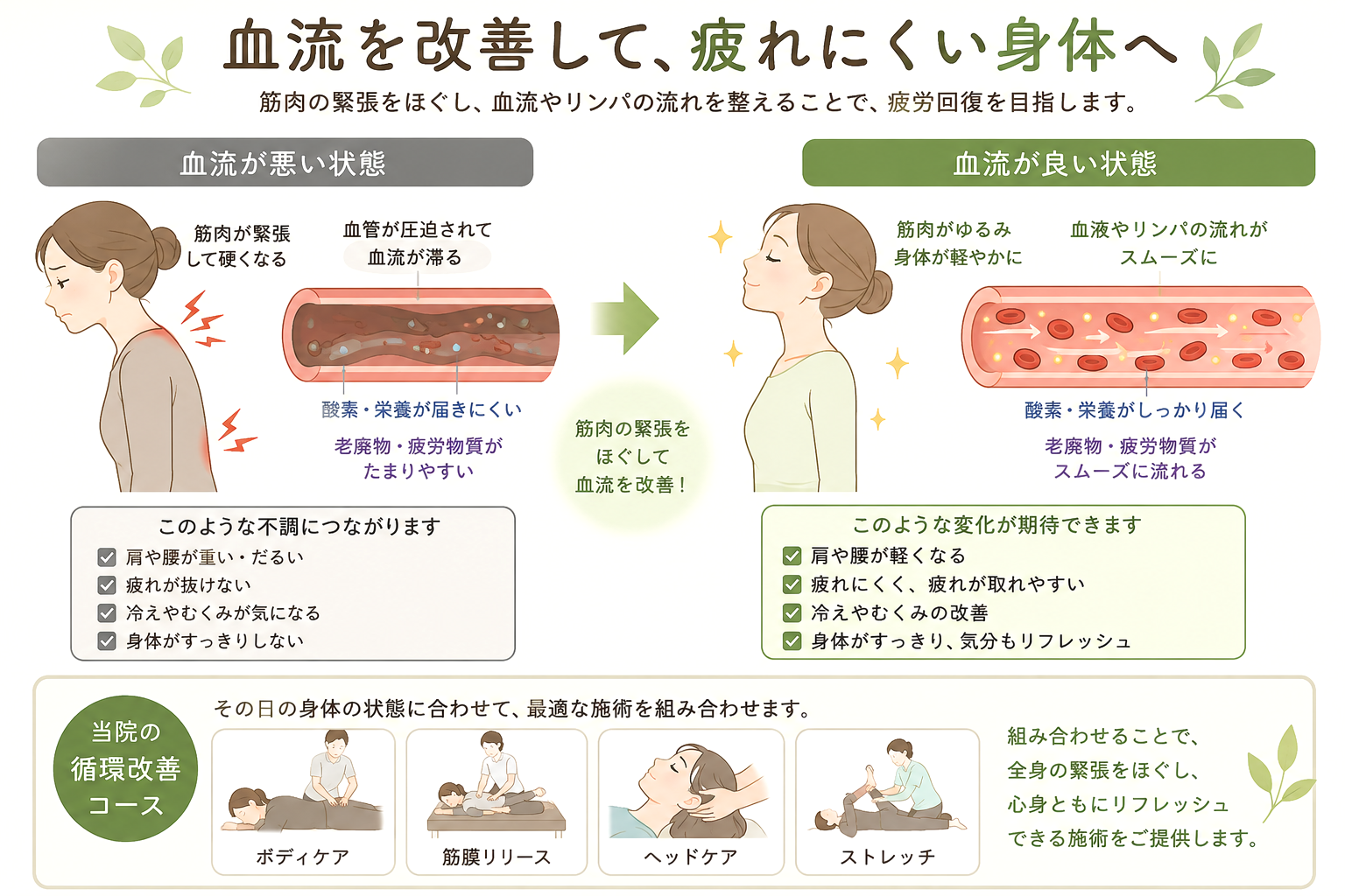 筋肉が硬くなると血流が低下し疲労物質がたまる仕組み